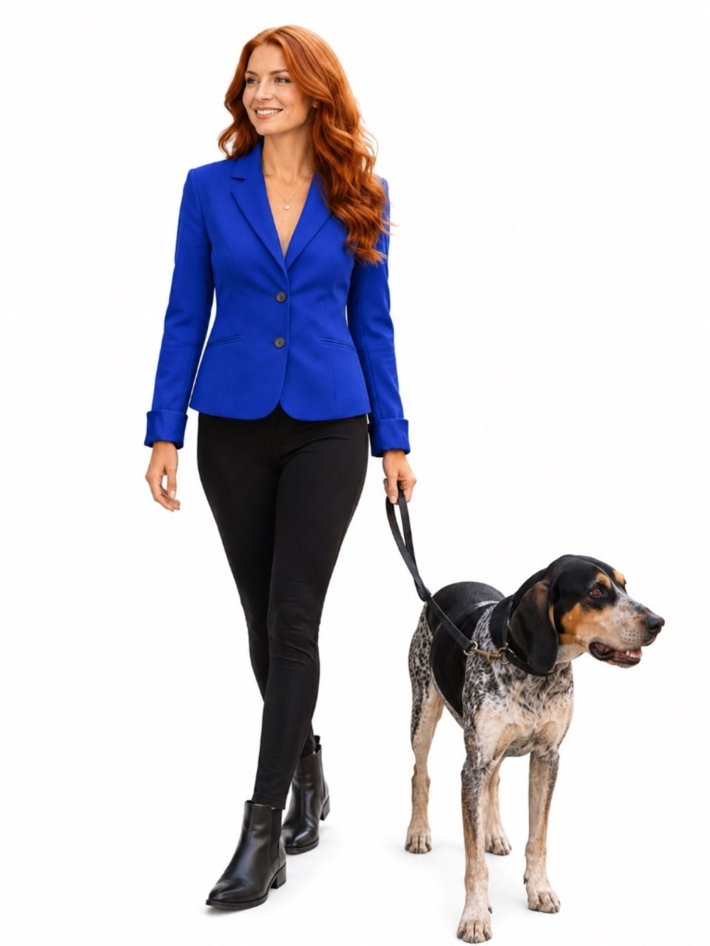 H&M Divided Cobalt Blue Tailored Blazer Size 4 Bow Lined Stretch Jacket